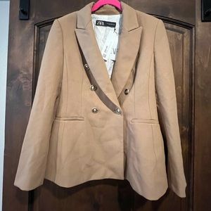 NWT!! Zara Camel Double Breasted Blazer